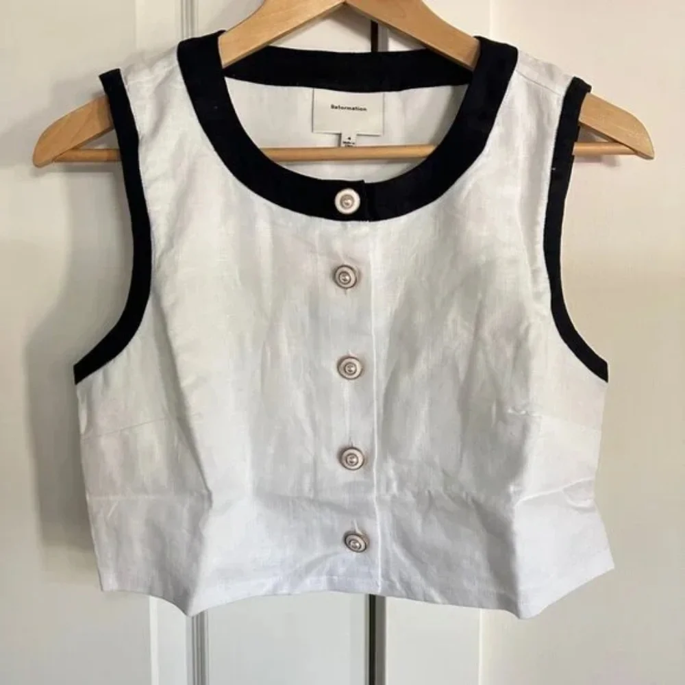 NEW Reformation Roxy Linen Two Piece Skort in White Black Contrast | size 4